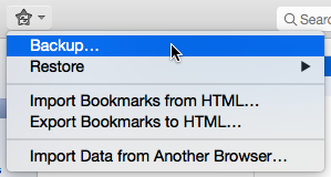 Star menu exposed with Backup option selected.